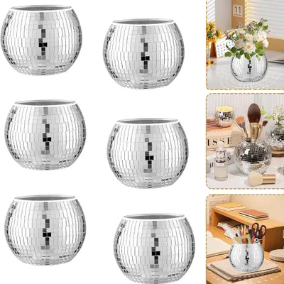 Productafbeelding van 6 Stuks Discobalbloempotten,Discobalbloempotten,Discobalplanter,Discobol-Bloempot,Spiegelbol,Decoratieve Bloempotten,Plantenbak,Binnen,Tuin