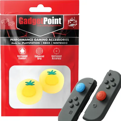 Produktbild von Thumbgrips - Thumb Grips voor Nintendo Switch Joy-Con Controllers - Gaming Thumbgrips - Performance Anti-Slip Thumbsticks - Bescherming Accessoires - Fruit - Ananas geel -