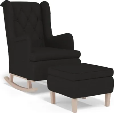 Produktbild von Schaukelsessel mit Hocker Schwarz Stoff