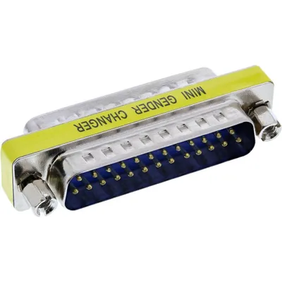 Produktbild von InLine Mini-Gender-Changer, 25pol Sub D Stecker / Stecker, DB-25 male, 25pin Sub D, Silber, Gelb