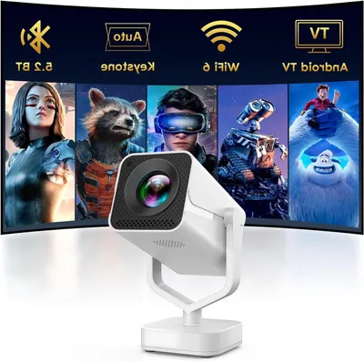 Zdjęcie produktu dla Mini projektor - Kompaktowy projektor - Kino domowe - Wbudowany system Android 11 - Wyświetlacz o przekątnej 200 cali - Czarny