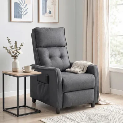 Produktbild von SUGIFT Massagesessel mit Vibrationsmassage, Relaxsessel Fernsehsessel Leinenoptik, zurückklappbar, Grau | 93 x 69 x 104 cm | 160° Neigung | Federpolsterung