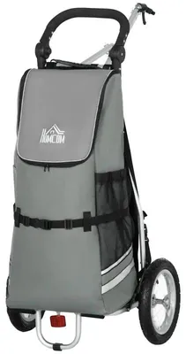 Image de Remorque pour vélo et chariot de courses | Couleur : Gris et argent | Dimensions : 43 x 53 x 110 cm