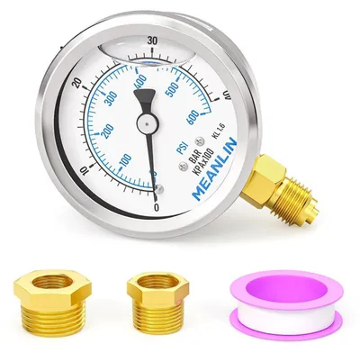 Produktbild von Flüssigkeitsgefülltes Manometer Edelstahl 0-40bar/600PSI 1/4" BSP 2.5" Zifferblatt Untere Montage