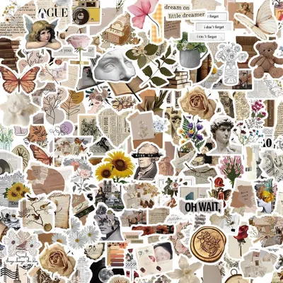 Produktbild von Vintage Aufkleber 200 Stück, Retro Aufkleber für Basteln, Scrapbooking, Dekoration, Party