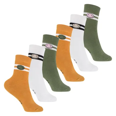 Produktbild von Footstar Kinder Frottee-Socken mit Motiv (6 Paar) Warme Socken mit Thermoeffekt - Smiley Motiv 31-34