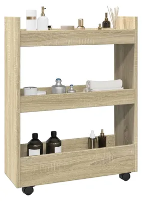 Produktbild von "im Angebot" Aufbewahrungswagen Schmal 3 Etagen Sonoma Eiche Holzwerkstoff - Servierwagen CC24091