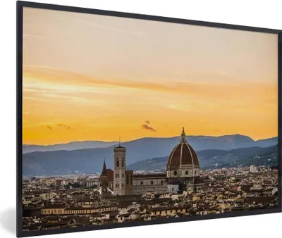 Produktbild von MuchoWow® Gerahmtes Poster Florenz - Sonne - Kathedrale 30x20 cm - Poster mit Schwarzem Bilderrahmen Wandposter Rahmen Foto Bilder - Kunstdruck - Bild-Poster
