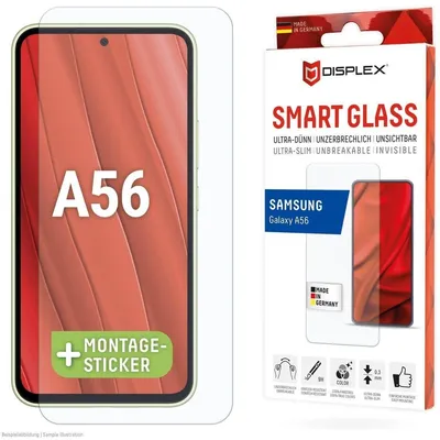 Produktbild von Displex Smart Glass (9H) für Samsung Galaxy A36/A56, Montagesticker, unzerbrechlich, Samsung, Galaxy A36/A56, Bruchfest, Schmutzabweisend, Kratzresistent, Transparent, 1 Stück(e)