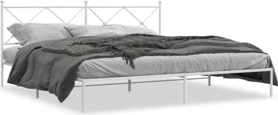 Immagine prodotto di Maison Exclusive - Letto con testiera in metallo bianco 200x200 cm