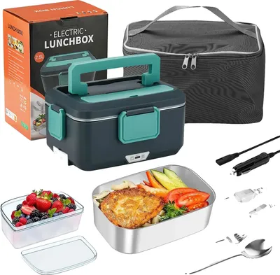 Produktbild von Elektrische Lunchbox, tragbarer Lebensmittelwärmer, schnelles Erhitzen, Khaki