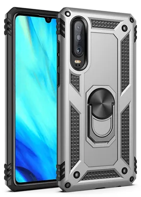 Immagine prodotto di NALIA Anello custodia del telefono cellulare per Huawei P30, 360 gradi di protezione Custodia Cover Bag Bumper Argento