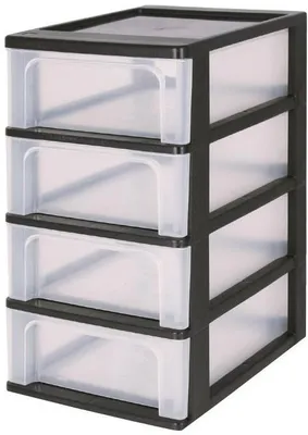 Immagine prodotto di Cassettiera organizzatrice Iris in plastica 4 cassetti 4x7L nero trasparente