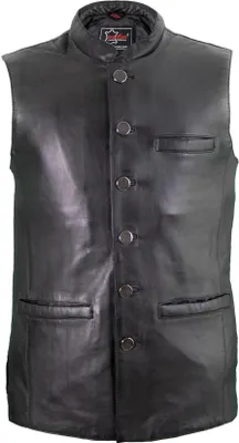Produktbild von Klassische Herren Lederweste aus echtem Leder Lamm Nappa mit Knöpfe (L)