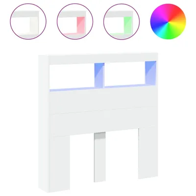Produktbild von LED-Kopfteil mit Ablagen Weiß 100x17x102 cm
