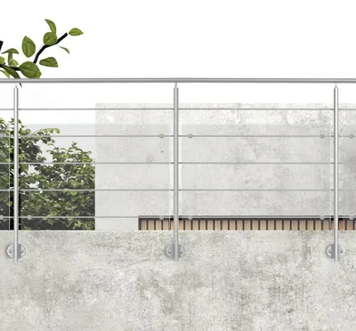 Produktbild von PRESTIO – Geländerpfosten aus AluminiumKarako Grau Typ RAL 9006Seitenbefestigung