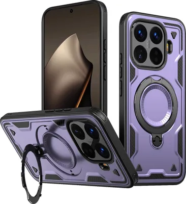 Image de Étui double couche pour Xiaomi 15T Pro, étui de protection magnétique avec anneau et support Violet