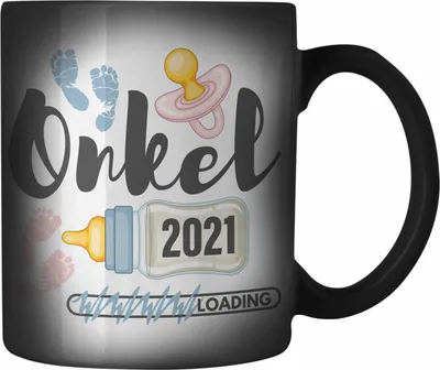 Produktbild von Trendation - Onkel 2022 Loading Farbwechsel Zauber-Tasse Werdender Onkel Schwangerschaft Ankündigung Bruder (Schwarz)