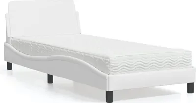 Image de vidaXL Lit avec matelas "Dover" blanc 90x190 cm similicuir