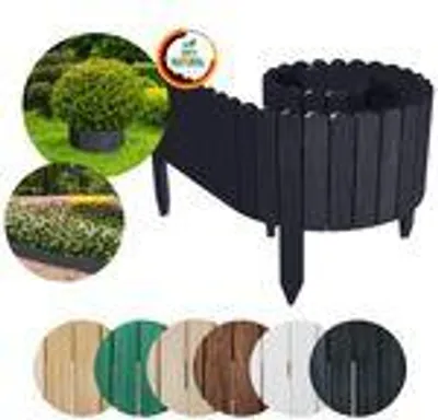 Produktbild von Floranica Rollborder Flexibler Holzzaun Rolborder 200 x 40 cm Anthrazit Beeteinfassung Rasenkante Gartenzaun Holz Dekozaun Mini Zaun