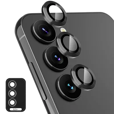 Immagine prodotto di Per Samsung Galaxy S25 Plus 5G alluminio protettivo anello fotocamera + H9 vetro temperato duro nero