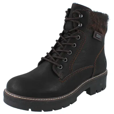 Zdjęcie produktu dla Buty Rieker, sznurowane, czarne, wykonane z materiału przypominającego skórę