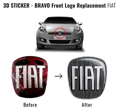 Zdjęcie produktu dla Naklejka Fiat 3D logo części zamiennej czarna na przód Bravo