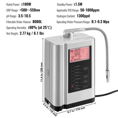 Produktbild von Alkalische Wasserionisierer-Gerät: pH-Wert von 3,5 bis 10,5, mit Wasserreinigung und Wasserstoffgenerator