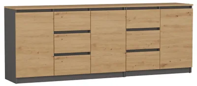 Produktbild von Topeshop COSTA ANT/ART BA KPL, Anthrazit, Eiche, 6 Schublade(n), Partikelbord, Modern, Partikelbord