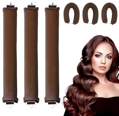 Produktbild von PromoHome® 3 Hitzefreie Lockenwickler Set – Nacht-Lockenwickler für natürliche Locken – Weiche Lockenwickler mit Haken – Braun