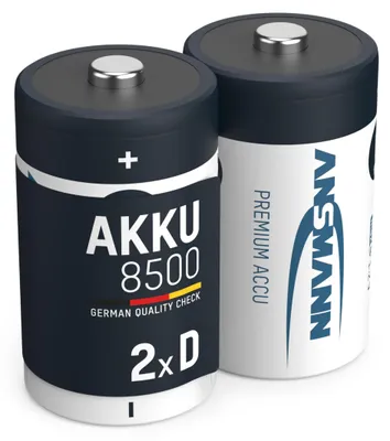 Zdjęcie produktu dla Baterie ANSMANN Mono D, typ 8500, 1,2 V (2 sztuki) - akumulatory Mono D, wielokrotnego użytku