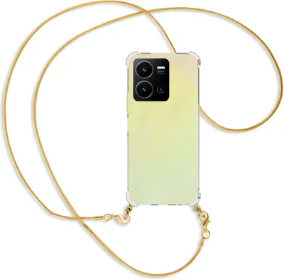 Produktbild von Handykette Backcover-Schutzhülle mit Band (Metall goldfarben) für vivo Y35 4G (6.58''), vivo Y22s - goldfarbene Snake-Kette