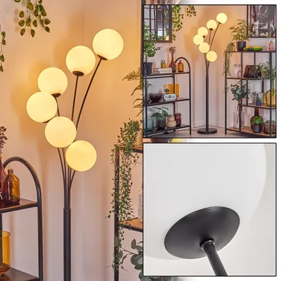 Produktbild von Fossobiubo Stehlampe aus Metall/Glas in Schwarz/Weiß mit Fußschalter