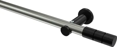 Produktbild von Interdeco Gardinenstange / Vorhangstange Edelstahl-Optik / Schwarz, Typ Platon Elanto (Rillenzylinder) ohne Ringe, 20 mm Ø 1-läufig, 440 cm