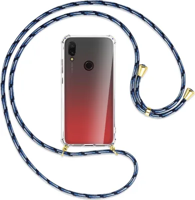 Produktbild von Handykette Backcover-Schutzhülle mit Band (Metall goldfarben) für Xiaomi Redmi 7 - Blautöne
