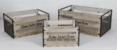 Produktbild von Holzboxen Set Home 3er Korb Körbe Aufbewahrung Dekoration Lagerungskiste Wohnen