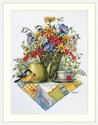 Kreuzstich-Set Wildblumentee, Zählmuster, 23 x 29 cm