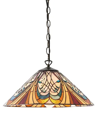 Obrázek produktu pro Umělecké závěsné svítidlo HECTOR, hnědé, 1xE27x40W, sklo, rozměry: 150x40x40 cm, IP20, Tiffany