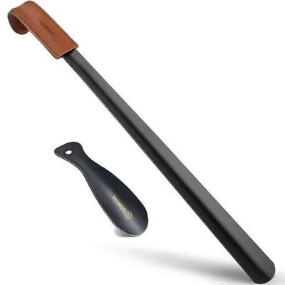 Produktbild von Langer Schuhlöffel 2er Set Schwarz 57 cm Metall für Senioren Herren