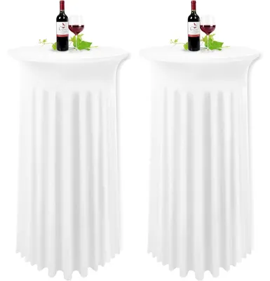Obrázek produktu pro Běžná obdélníková ubrus, koktejlová, elastická, z materiálu Elastan, s volánem, rozměry 60x110 cm, bílá, 2 kusy