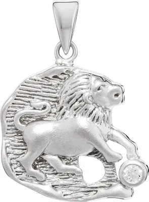 Produktbild von NKlaus Kettenanhänger Sternzeichen Löwe 925 Silber matt Zirkonia weiß Zodiac Horoskop 14145