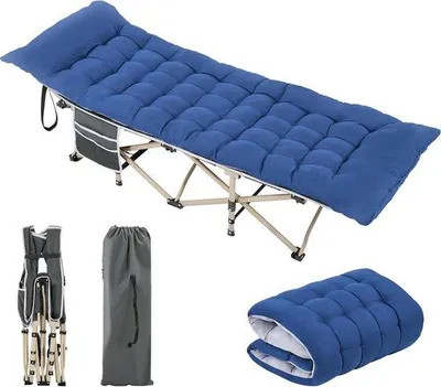 Produktbild von Famanu Campingbett XXL - inklappbar mit Kissen, 190 x 71 x 38 cm
