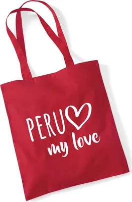 Produktbild von Huuraa Jutebeutel Peru my love 10 Liter Classic Red Baumwolle Tasche Geschenkidee
