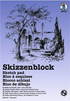 Ursus Skizzenblock 120g qm weiß DIN A3 Zeichenblock gute Papierstärke