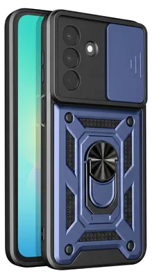 Zdjęcie produktu dla Etui Avizar do telefonu Samsung Galaxy A27, z uchwytem pierścieniowym i wysuwaną osłoną na aparat, kolor: granatowy