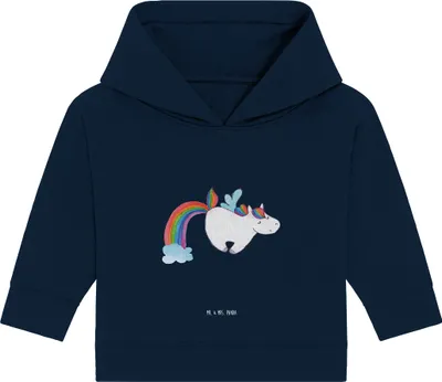 Produktbild von Mr. & Mrs. Panda Organic Baby Hoodie Einhorn Fliegendes Pferd 24. - 36. Monat - French Navy - Geschenk, Kapuzenshirt, Realität, Unicorn, Glitzer, Regenbogen, Spielen