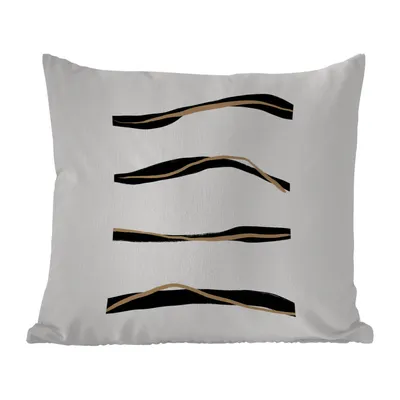 Produktbild von MuchoWow® Outdoor Kissen - Linie - Schwarz - Design - 60x60 cm - Wetterfest - Lounge Kissen - Dekoration - Schlaf Kissen