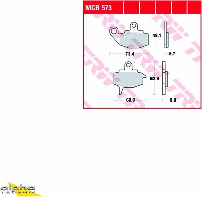 Produktbild von TRW Bremsbeläge MCB 573 Bremsbelag MCB 573 -Standard