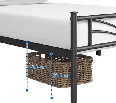 Produktbild von Set aus 2 Metallbettgestellen, Bettgestell mit Lattenrost, Einzelbett, Gästebett, 90 x 200 cm, schwarz