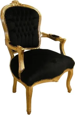 Produktbild von Casa Padrino Barock Salon Stuhl Schwarz / Gold - Antik Stil Möbel